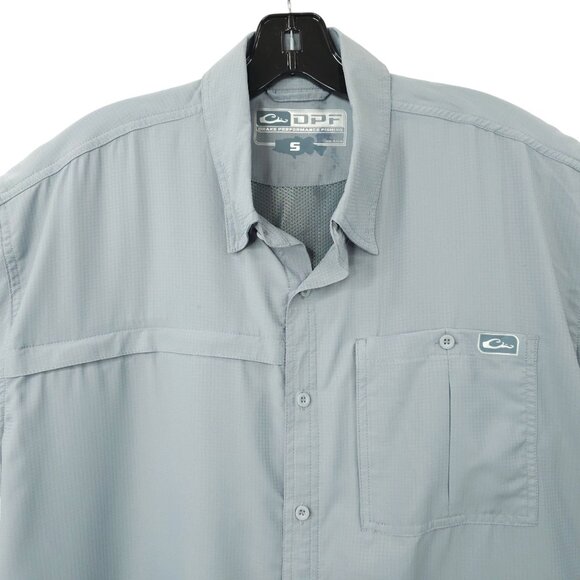 Drake Performance Fishing Button Front Shirt Mens Size S Gray Short Sleeve - Picture 9 of 16